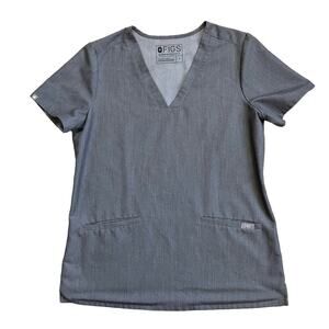 Figs Technical Collection Women’s Gray Short Sleeve Scrubs Top Small